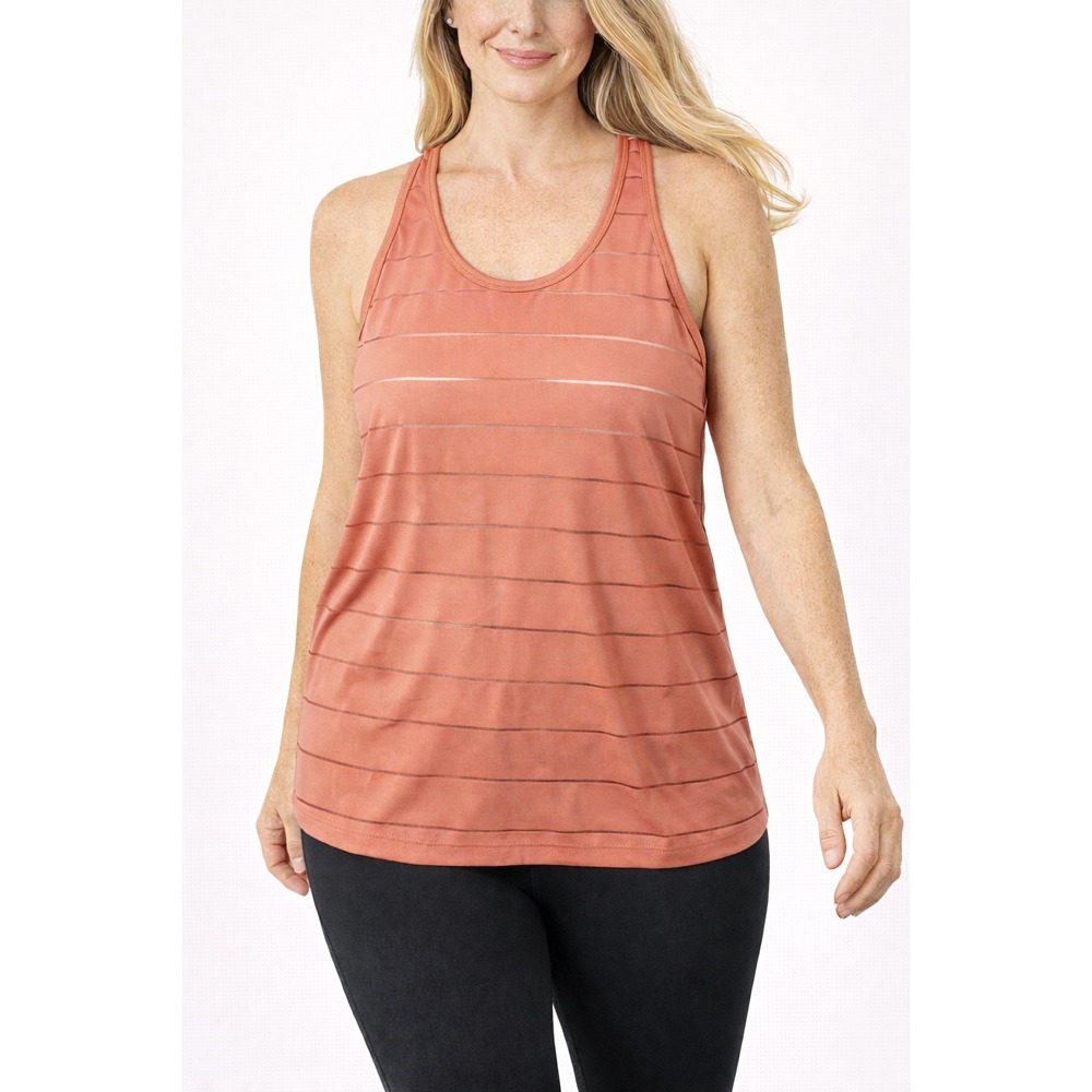Athleta Racerback Tank Top Women's 1X Coral Activewear Mesh‎ Stripe